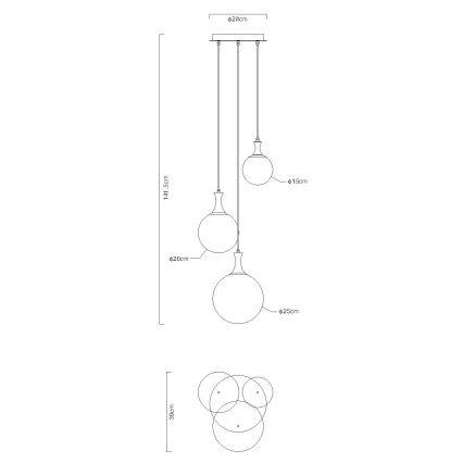Globo - Lustra ar auklu 3xE27/10W/230V d. 48 cm melna