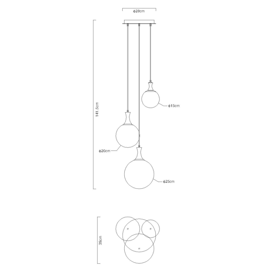 Globo - Lustra ar auklu 3xE27/10W/230V d. 48 cm melna