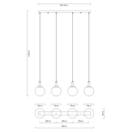 Globo - Lustra ar auklu 4xE27/10W/230V melna