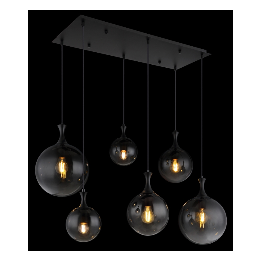 Globo - Lustra ar auklu 6xE27/10W/230V melna