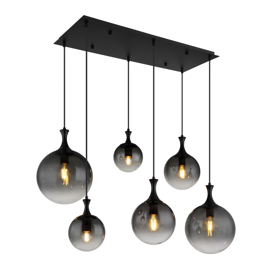 Globo - Lustra ar auklu 6xE27/10W/230V melna