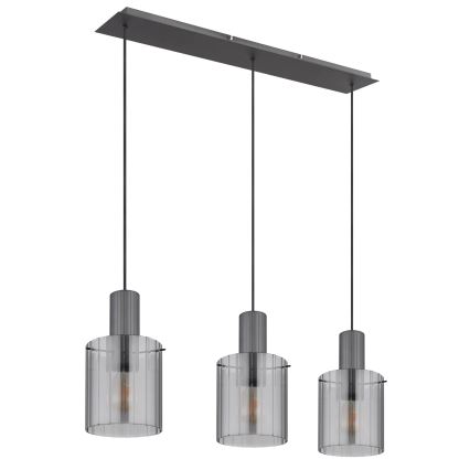 Globo - Lustra ar auklu 3xE27/40W/230V pelēka