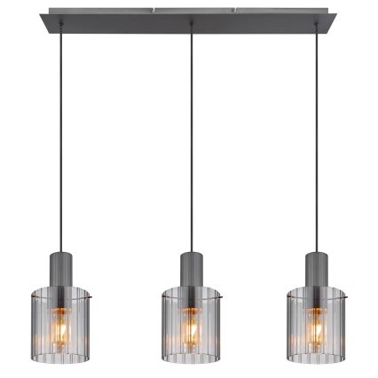 Globo - Lustra ar auklu 3xE27/40W/230V pelēka