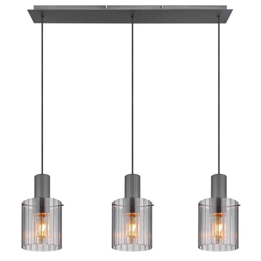 Globo - Lustra ar auklu 3xE27/40W/230V pelēka