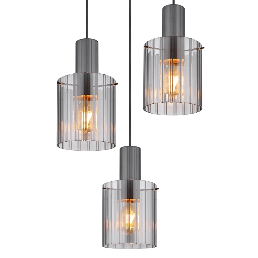Globo - Lustra ar auklu 3xE27/40W/230V d. 48 cm pelēka
