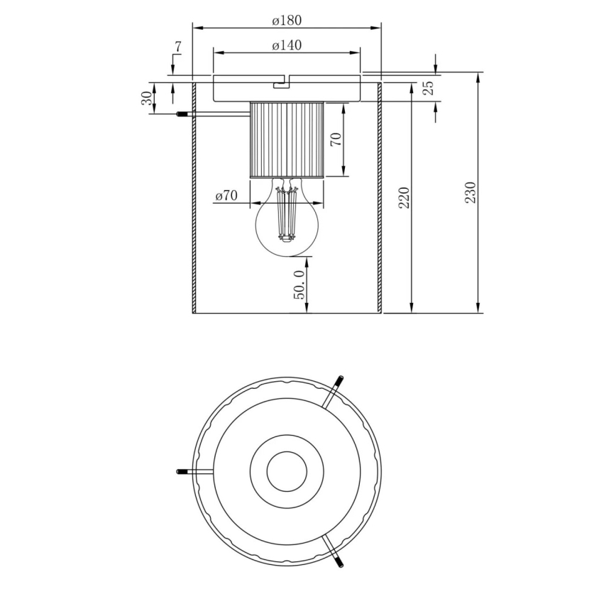 Globo - Griestu lampa 1xE27/40W/230V d. 18 cm brūna