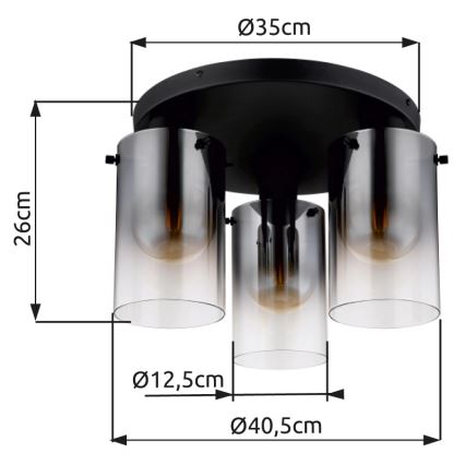 Globo - Virsapmetuma lustra 3xE27/40W/230V d. 40,5 cm melna