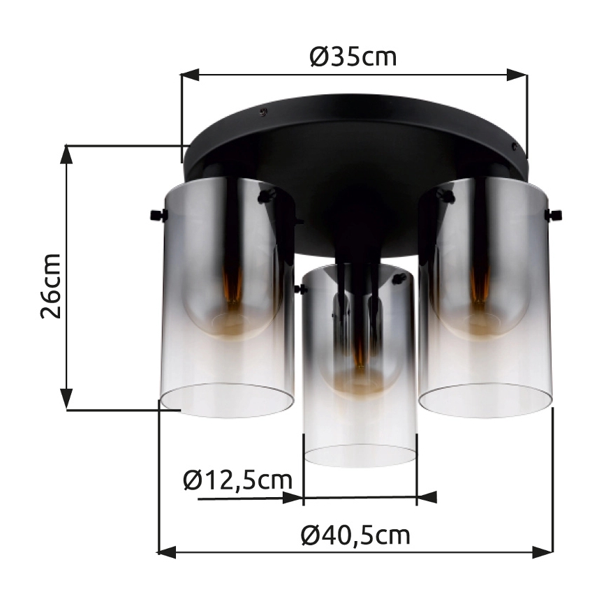 Globo - Virsapmetuma lustra 3xE27/40W/230V d. 40,5 cm melna