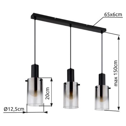Globo - Lustra ar auklu 3xE27/40W/230V melna
