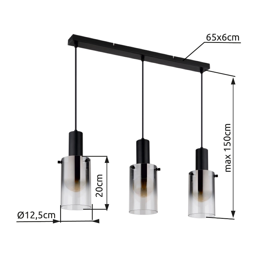 Globo - Lustra ar auklu 3xE27/40W/230V melna