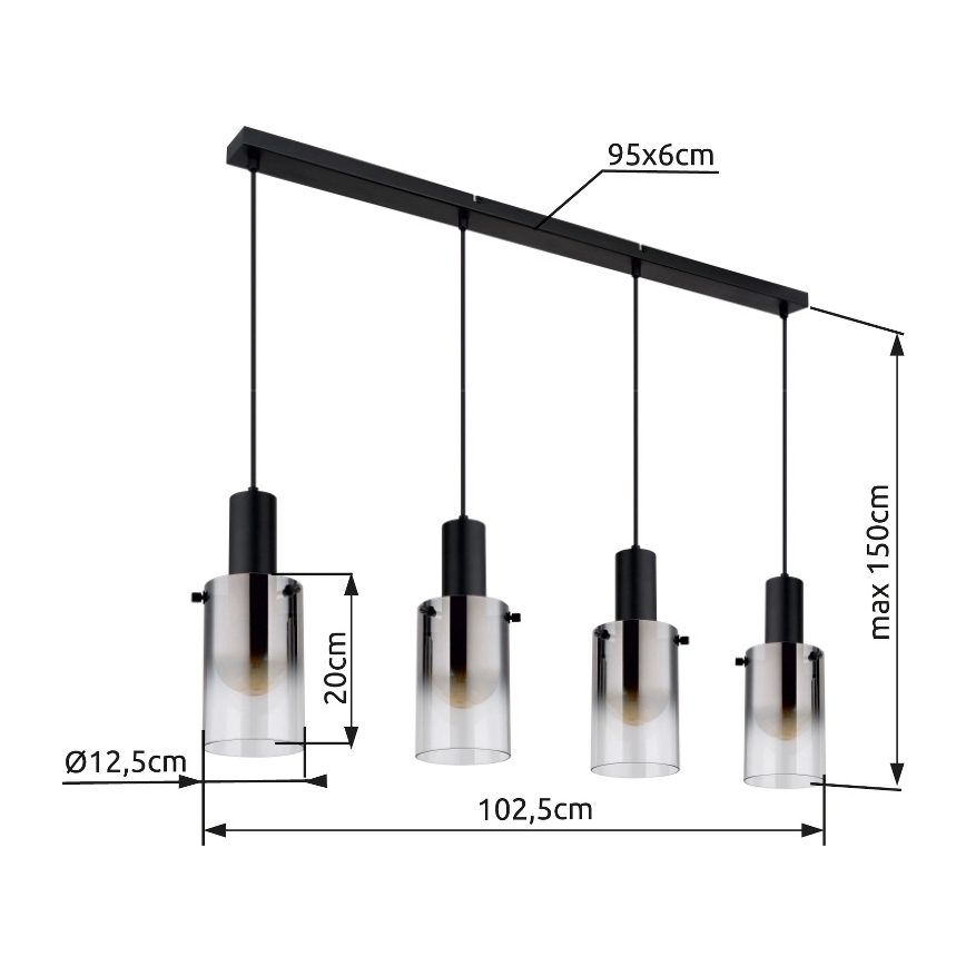 Globo - Lustra ar auklu 4xE27/40W/230V melna