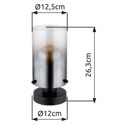 Globo - Galda lampa 1xE27/40W/230V d. 12,5 cm melna