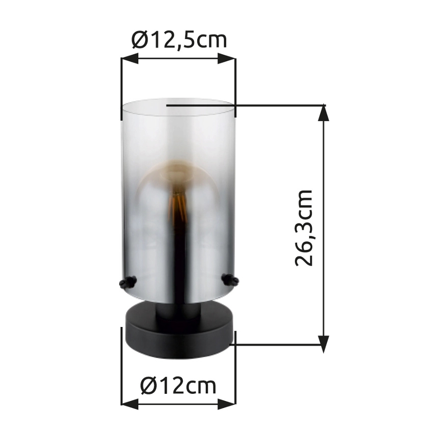 Globo - Galda lampa 1xE27/40W/230V d. 12,5 cm melna
