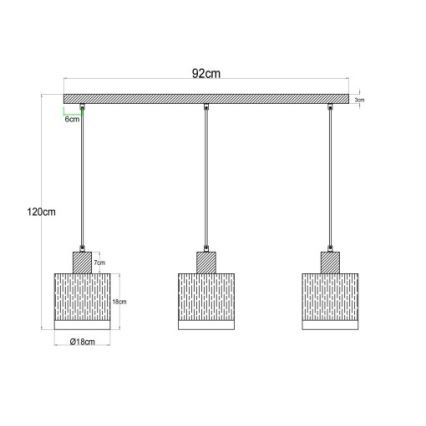 Globo - Lustra uz troses 3xE27/60W/230V
