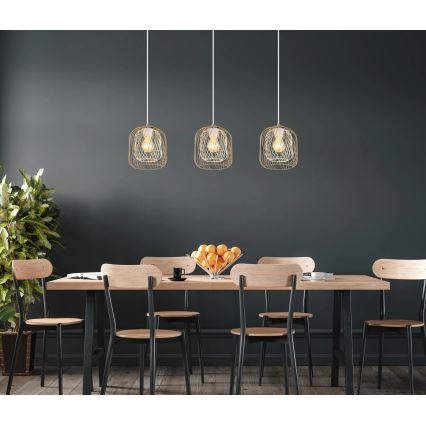 Globo - Lustra uz troses 3xE27/40W/230V bēša/balta