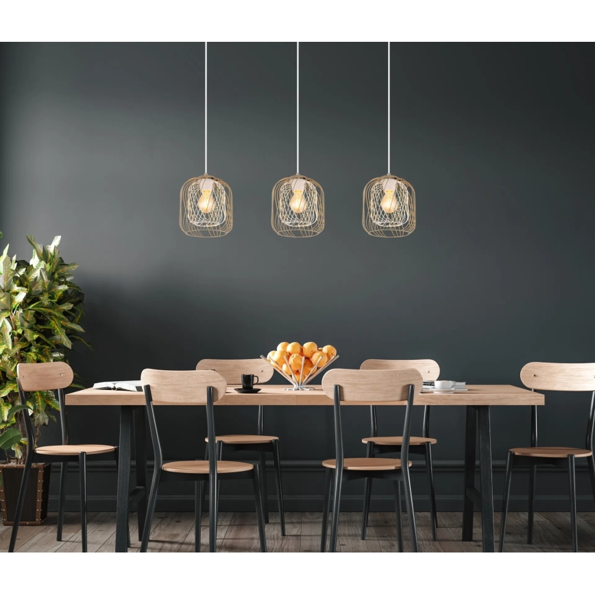 Globo - Lustra uz troses 3xE27/40W/230V bēša/balta