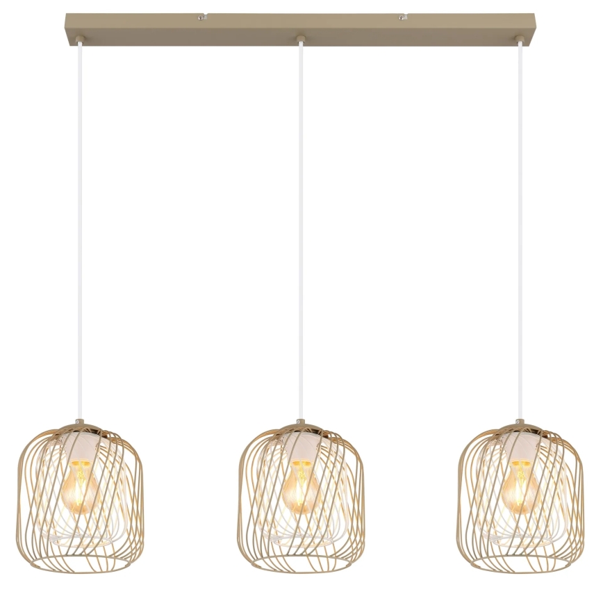 Globo - Lustra uz troses 3xE27/40W/230V bēša/balta