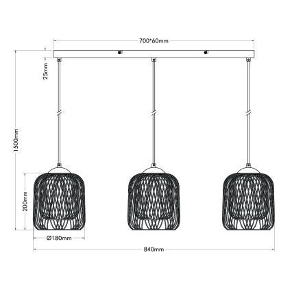 Globo - Lustra uz troses 3xE27/40W/230V bēša/balta