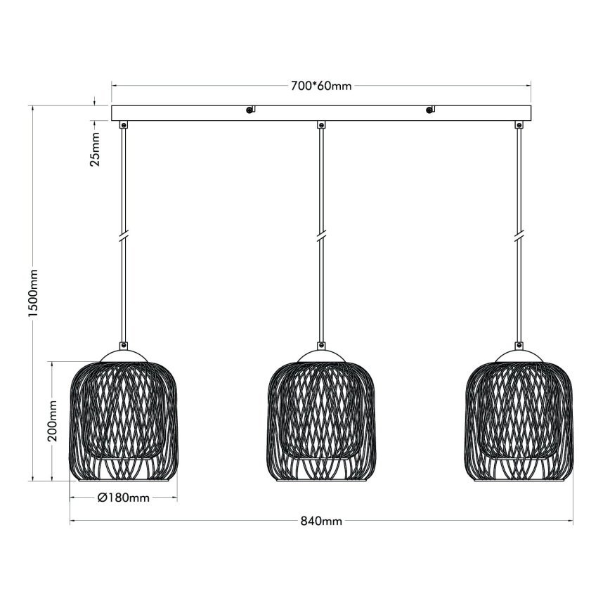 Globo - Lustra uz troses 3xE27/40W/230V bēša/balta