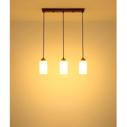 Globo - Karājoša lustra uz troses 3xE27/60W/230V bēša/balta