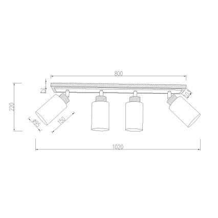 Globo - Virziena gaismeklis 4xE27/60W/230V ozols/balts