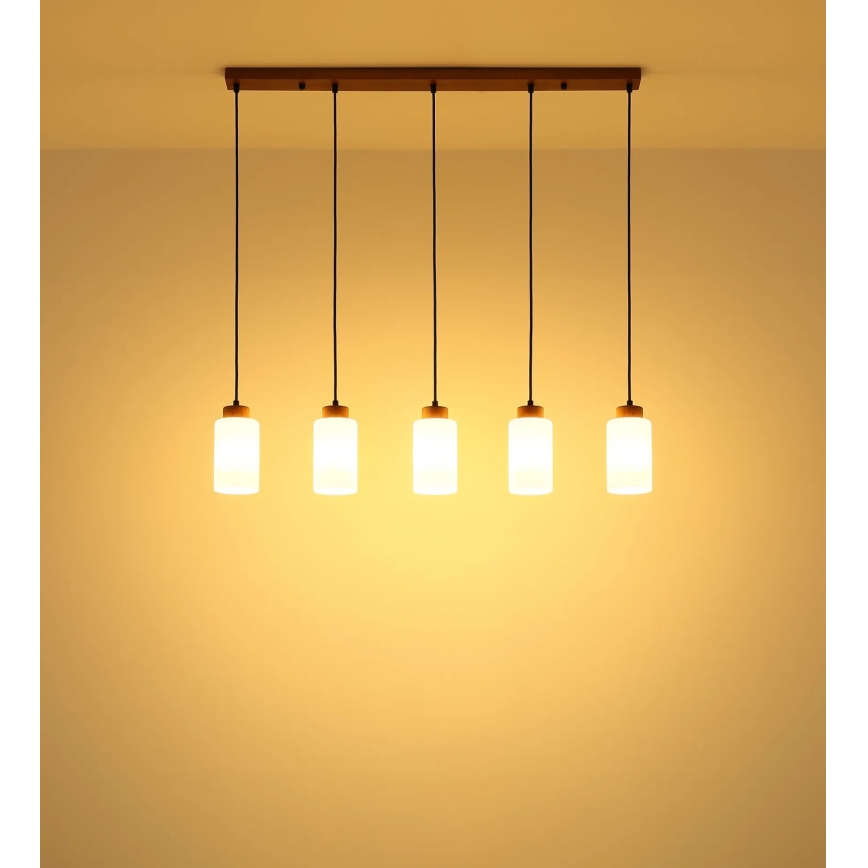 Globo - Pakaramā lustra ar vadu 5xE27/60W/230V ozols/balts