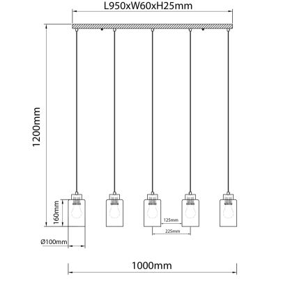 Globo - Pakaramā lustra ar vadu 5xE27/60W/230V ozols/balts