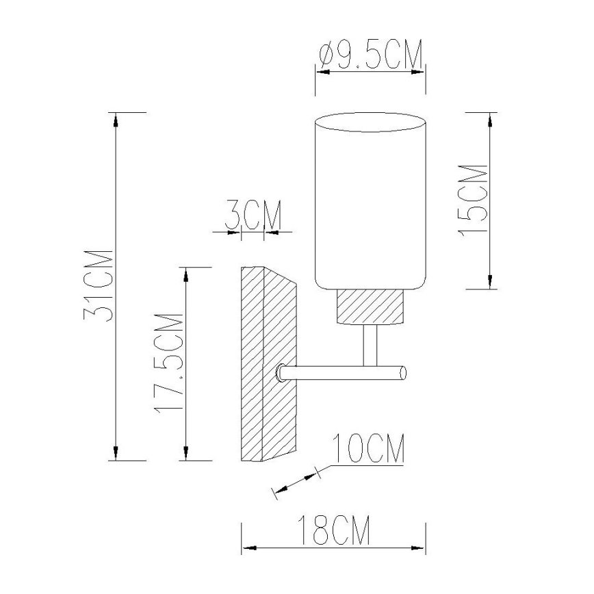 Globo - Sienas lampa 1xE27/60W/230V ozols/balta