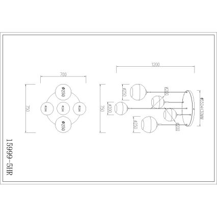Globo - Piekārta lustra ar trosi 5xE27/60W/230V