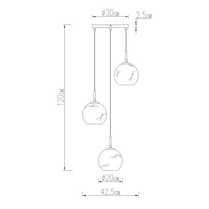 Globo - Pakaramā lustra uz kabeļa 3xE27/60W/230V Ø 42,5 cm