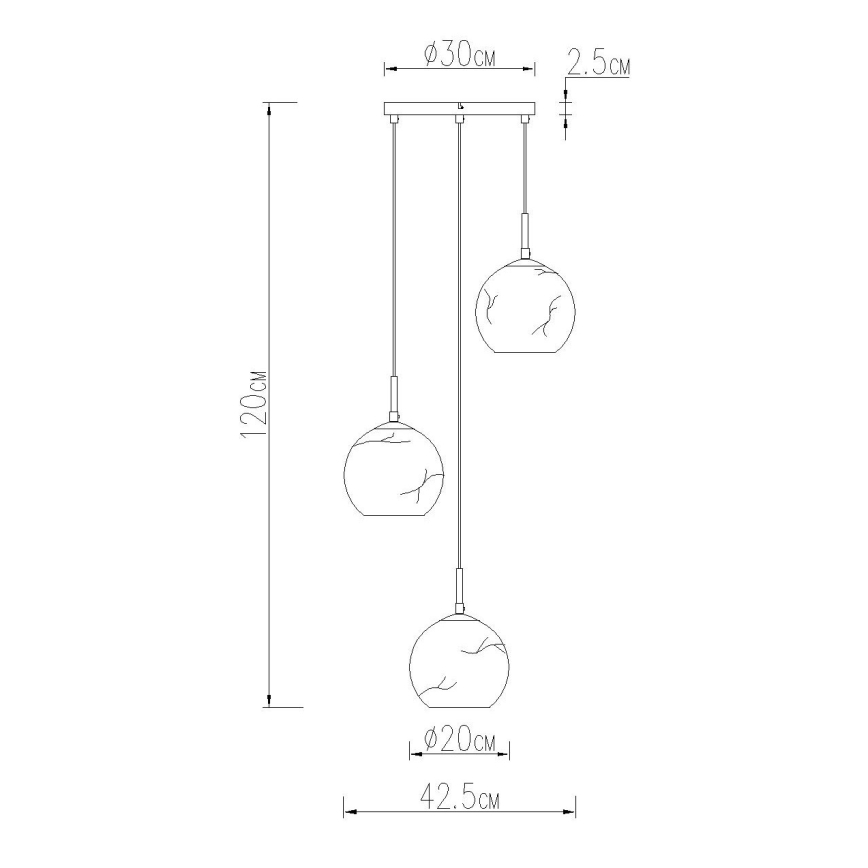 Globo - Pakaramā lustra uz kabeļa 3xE27/60W/230V Ø 42,5 cm