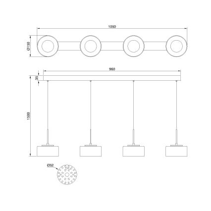 Globo - LED lustra uz troses LED/24W/230V melna/dūmakaina