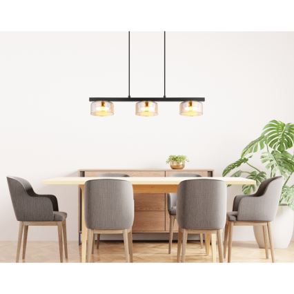 Globo - LED Lustra ar auklu 3xGX53/6W/230V dūmakains/brūna