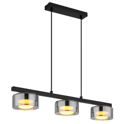 Globo - LED Lustra ar auklu 3xGX53/6W/230V dūmakains/melna