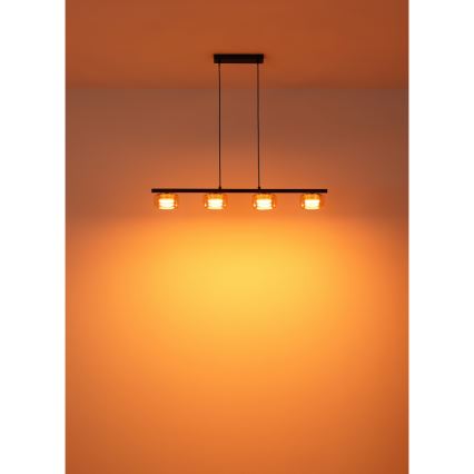 Globo - LED Lustra ar auklu 4xGX53/6W/230V dūmakains/brūna