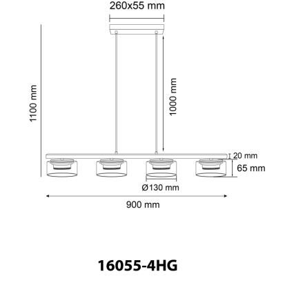 Globo - LED Lustra ar auklu 4xGX53/6W/230V dūmakains/brūna