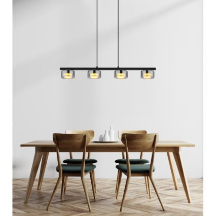 Globo - LED Lustra ar auklu 4xGX53/6W/230V dūmakains/melna