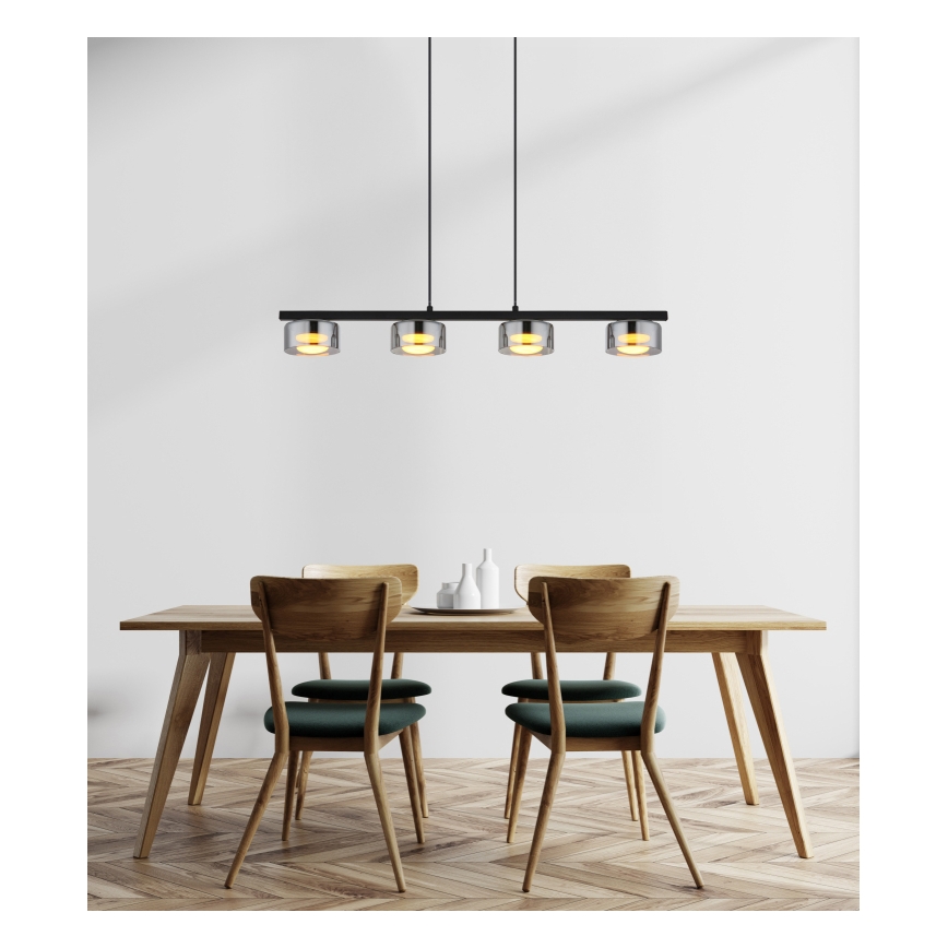 Globo - LED Lustra ar auklu 4xGX53/6W/230V dūmakains/melna