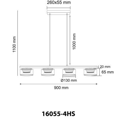 Globo - LED Lustra ar auklu 4xGX53/6W/230V dūmakains/melna