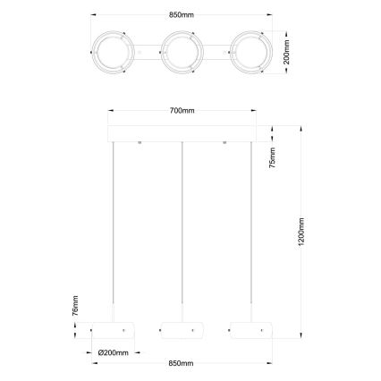Globo - LED pakaramais uz troses LED/30W/230V 3000K