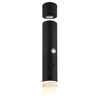 Globo - LED gaismeklis ar skārienjutīgu dimmeru un uzlādi (2 vienā) LED/2W/230/5V, melns