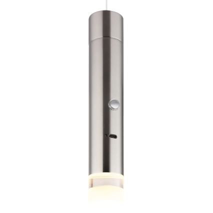 Globo - LED aptumšojams skārienjūtīgs uzlādējams gaismeklis 2v1 LED/2W/230/5V matēts hroms