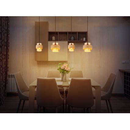 Globo - Lustra uz troses 4xE27/40W/230V travertīns