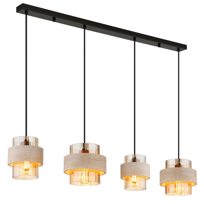 Globo - Lustra uz troses 4xE27/40W/230V travertīns