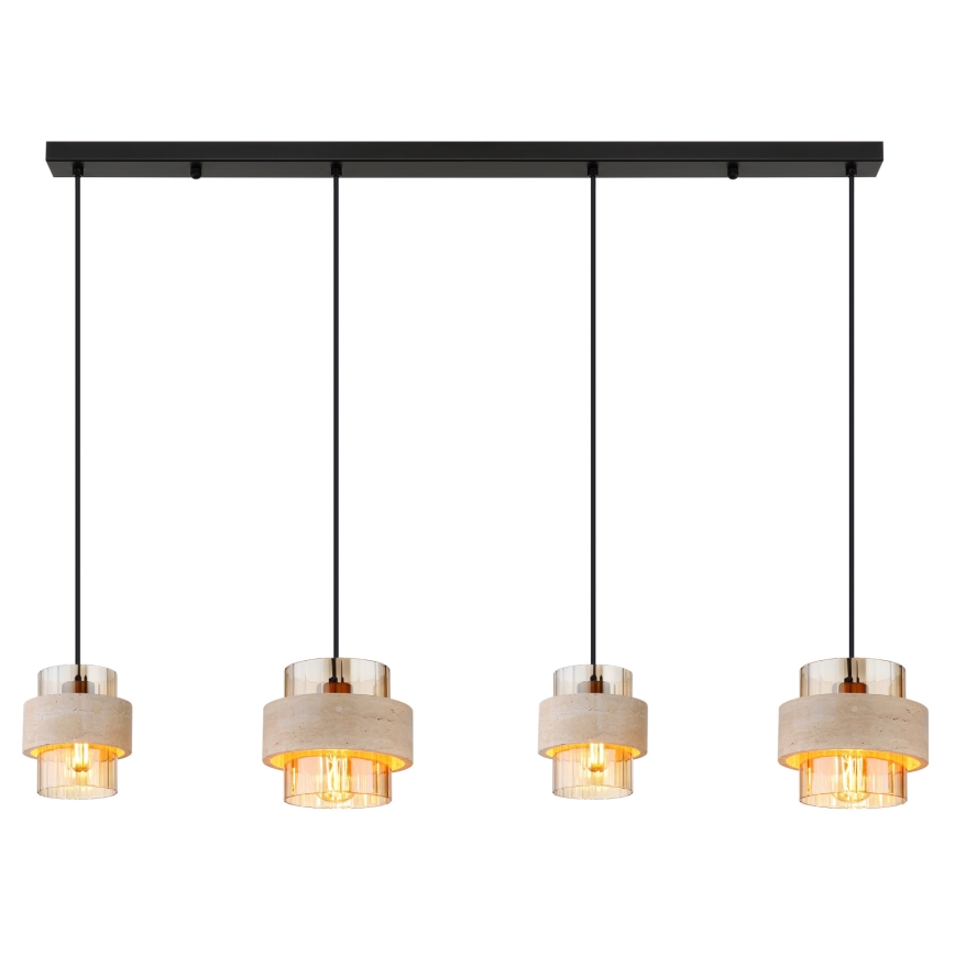 Globo - Lustra uz troses 4xE27/40W/230V travertīns