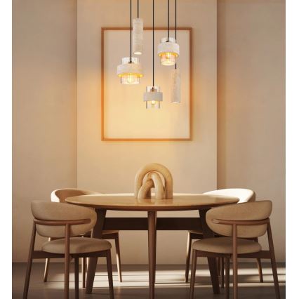 Globo - Griestu lampa uz troses 3xE27/40W/230V + 2xGU10/10W travertīns
