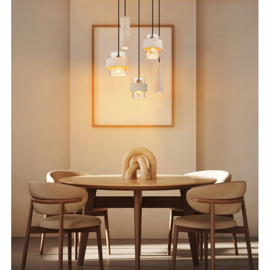 Globo - Griestu lampa uz troses 3xE27/40W/230V + 2xGU10/10W travertīns