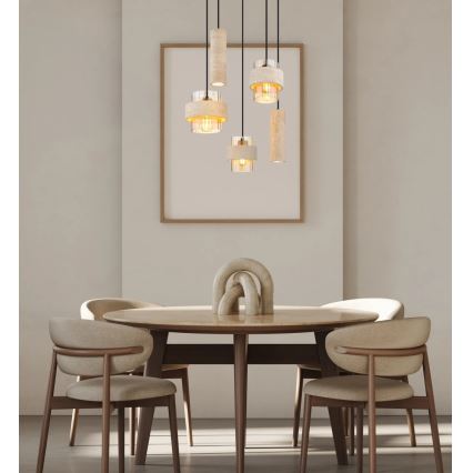 Globo - Griestu lampa uz troses 3xE27/40W/230V + 2xGU10/10W travertīns