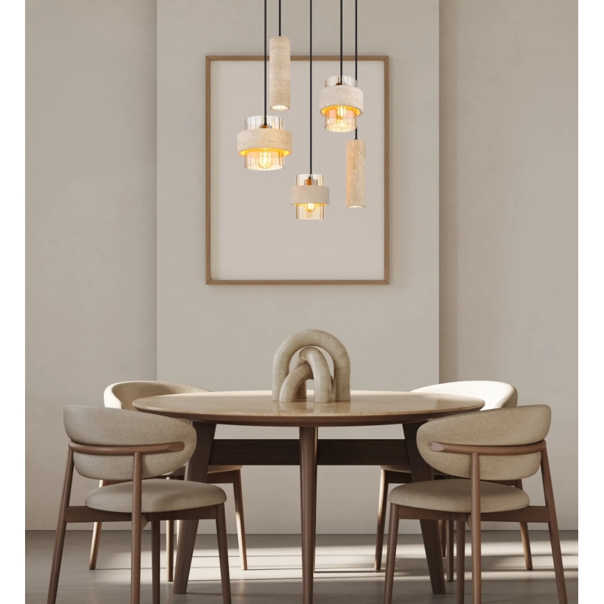 Globo - Griestu lampa uz troses 3xE27/40W/230V + 2xGU10/10W travertīns