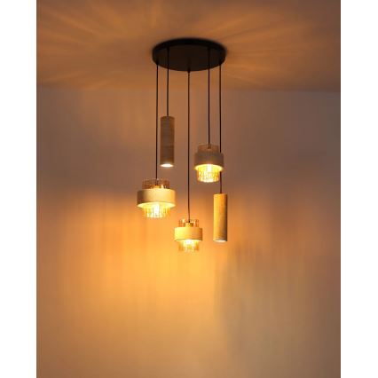 Globo - Griestu lampa uz troses 3xE27/40W/230V + 2xGU10/10W travertīns